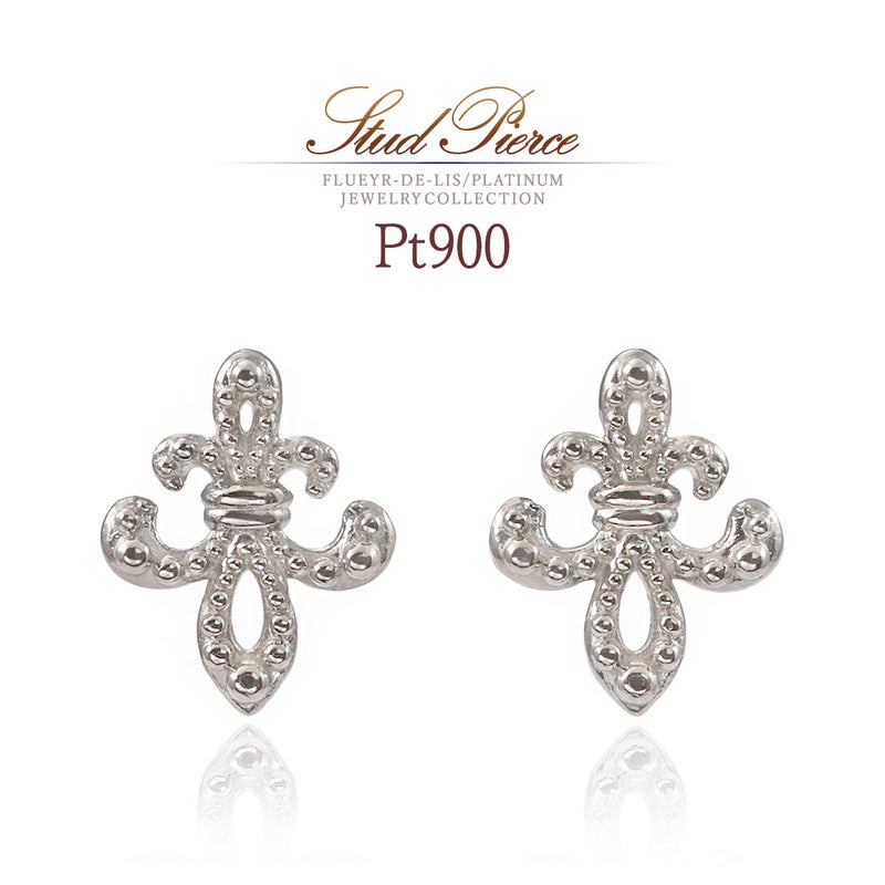 Pt900 百合の紋章 ピアス_01