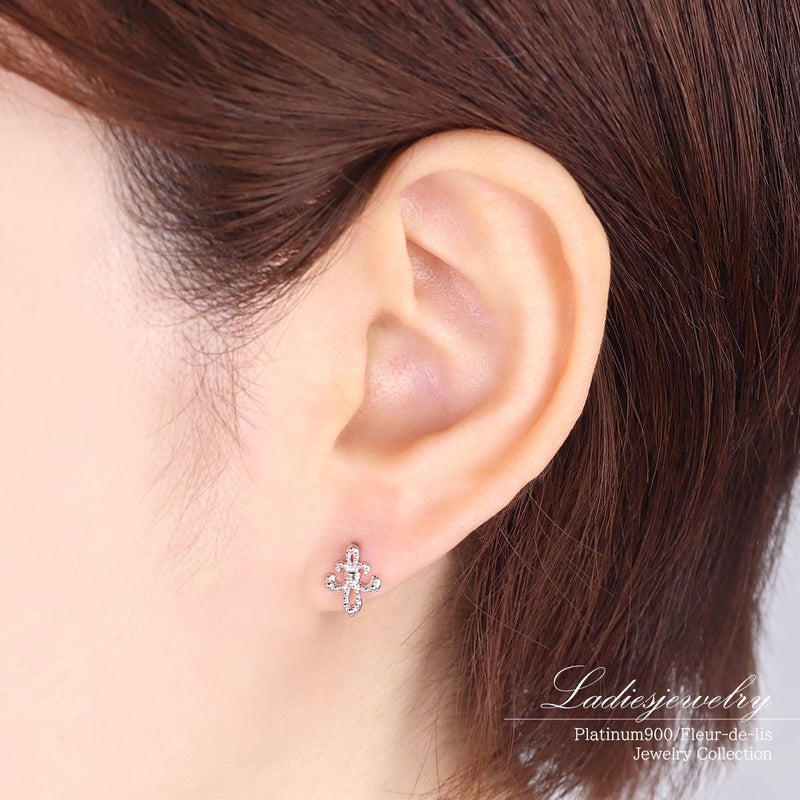 Pt900 百合の紋章 ピアス_10