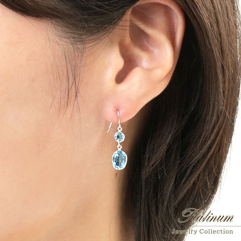 Pt900 ブルートパーズ フックピアス 11月誕生石_05