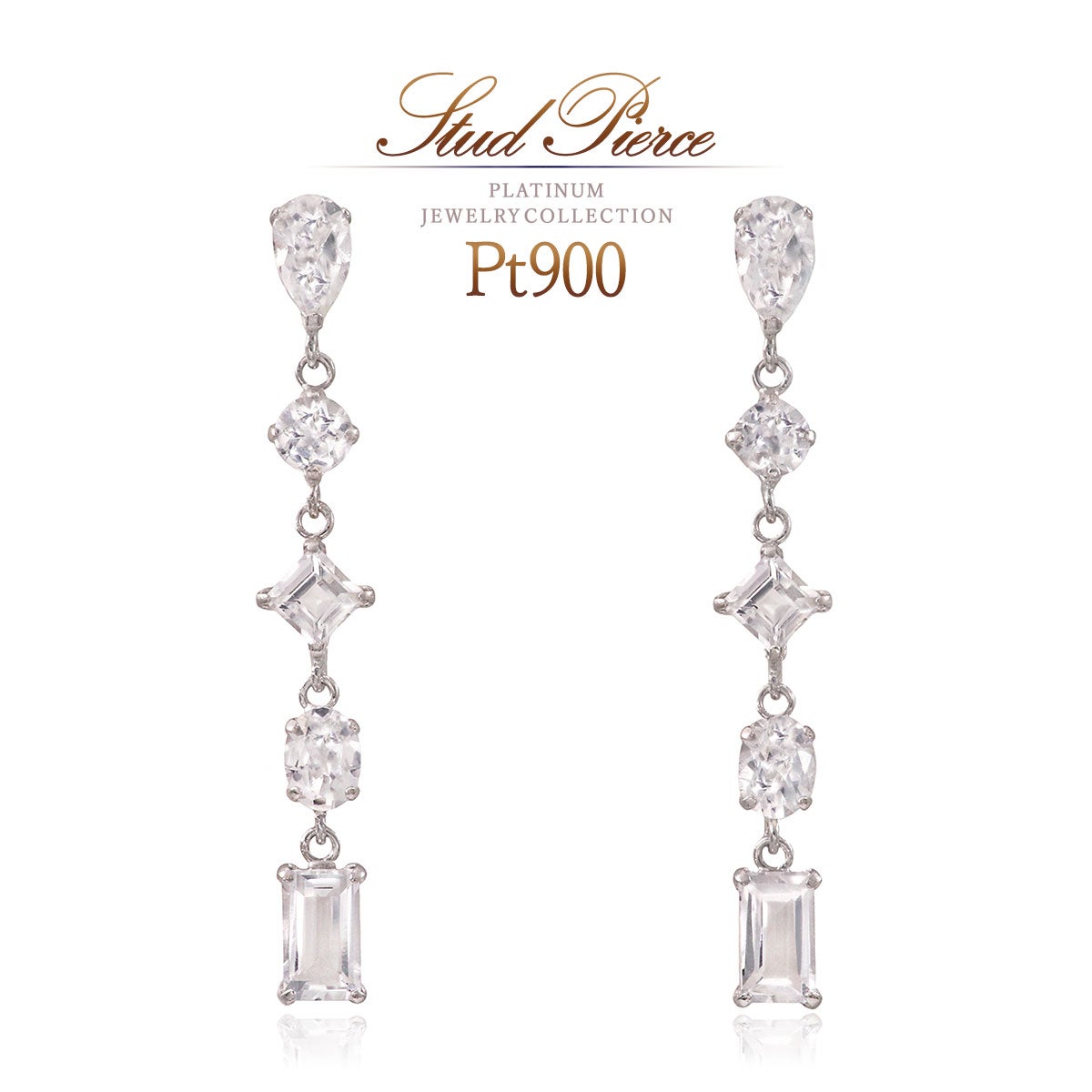 Pt900 ホワイトトパーズ ピアス 11月誕生石_01