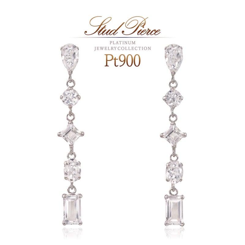 Pt900 ホワイトトパーズ ピアス 11月誕生石_01