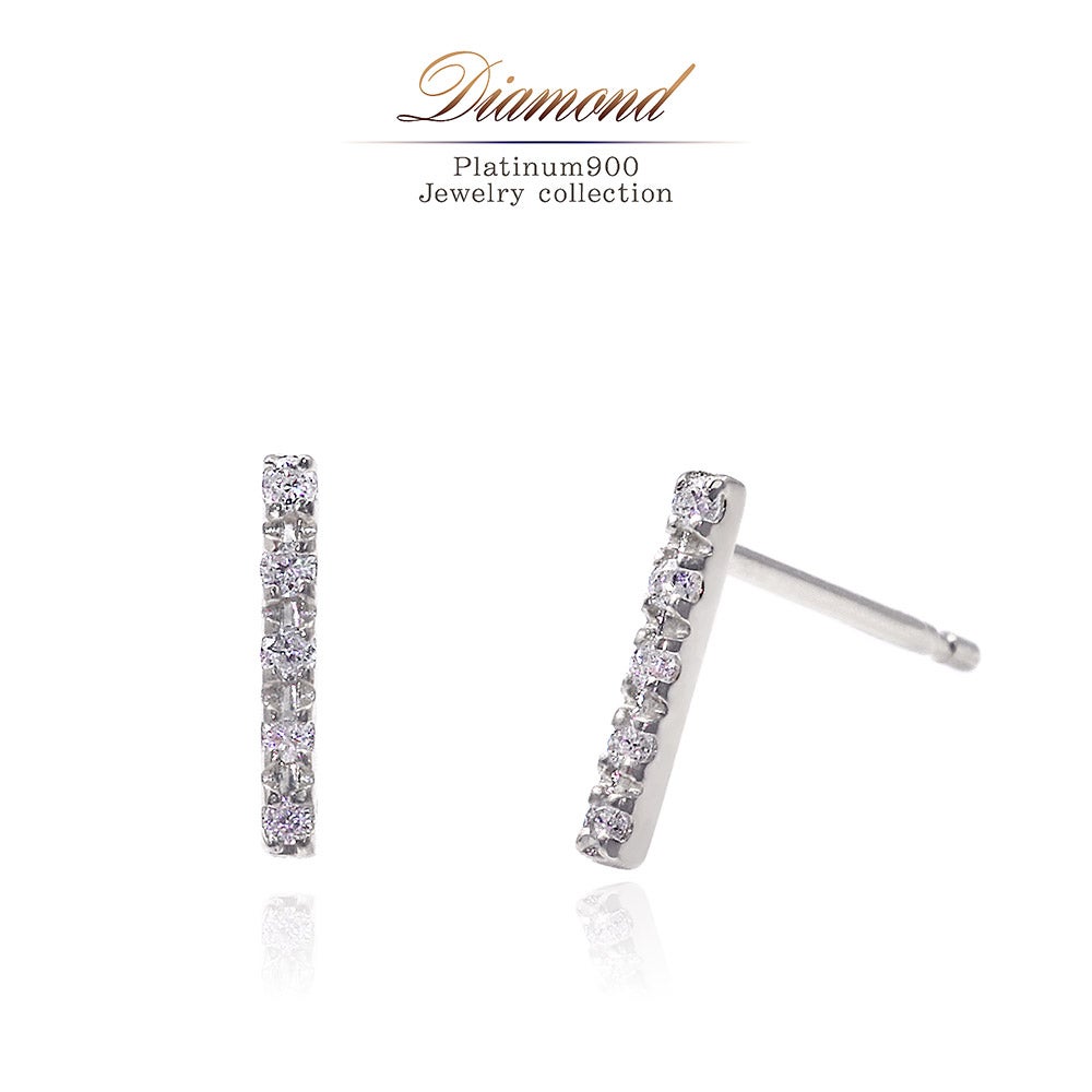 Pt900 ダイヤモンド バーピアス_01