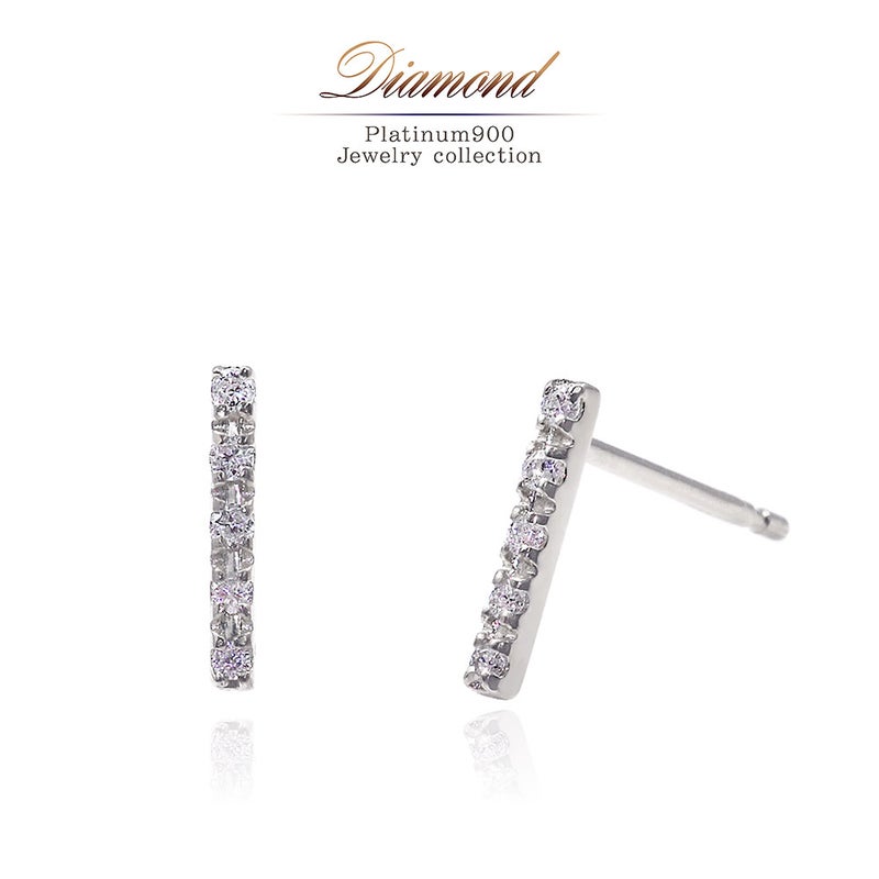 Pt900 ダイヤモンド バーピアス_01