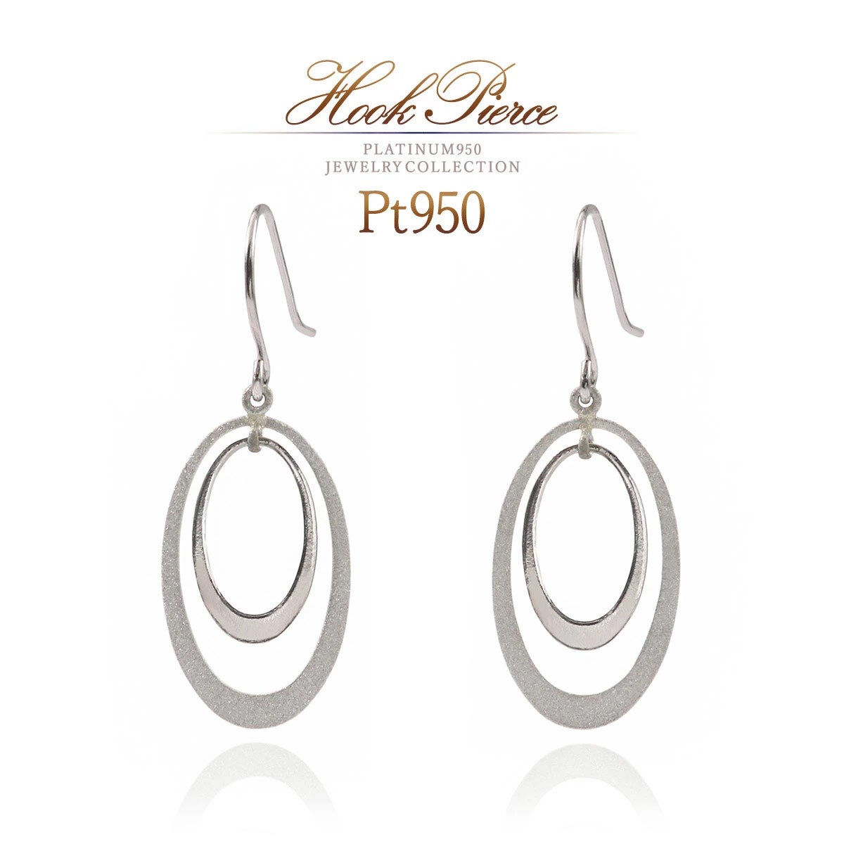 Pt950 オーバルモチーフ フックピアス_01