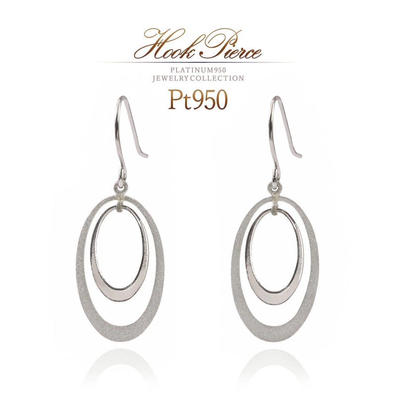 Pt950 オーバルモチーフ フックピアス_01