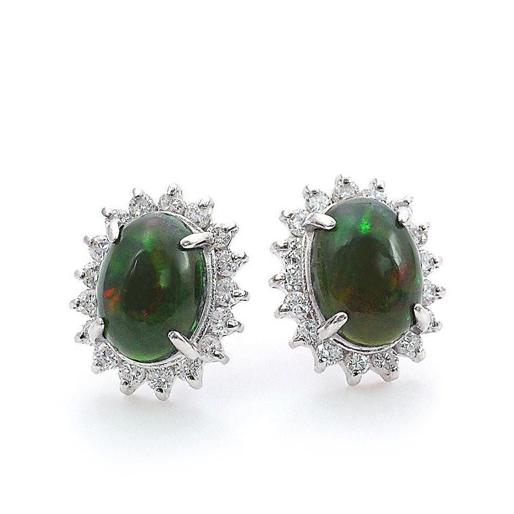 Pt900 ブラックオパール＆ダイヤモンド ピアス 10月誕生石_02