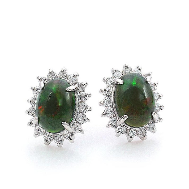 Pt900 ブラックオパール＆ダイヤモンド ピアス 10月誕生石_02