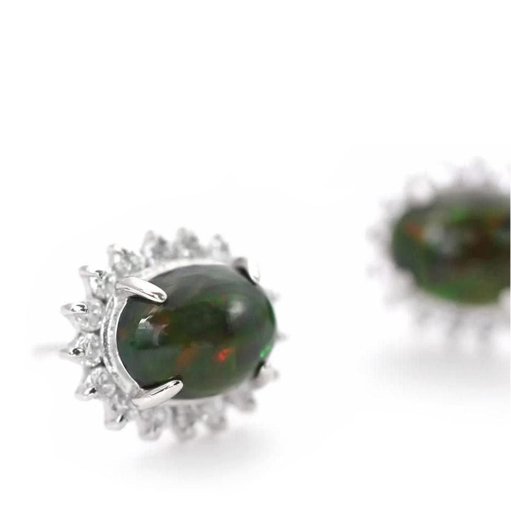 Pt900 ブラックオパール＆ダイヤモンド ピアス 10月誕生石_03