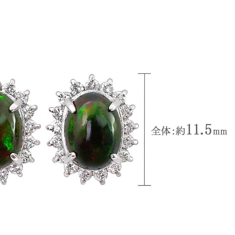 Pt900 ブラックオパール＆ダイヤモンド ピアス 10月誕生石_04