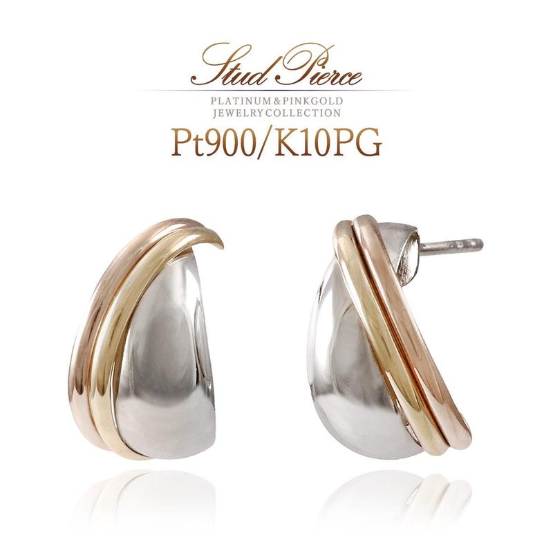 Pt900＆K10PG 交差デザインピアス_01