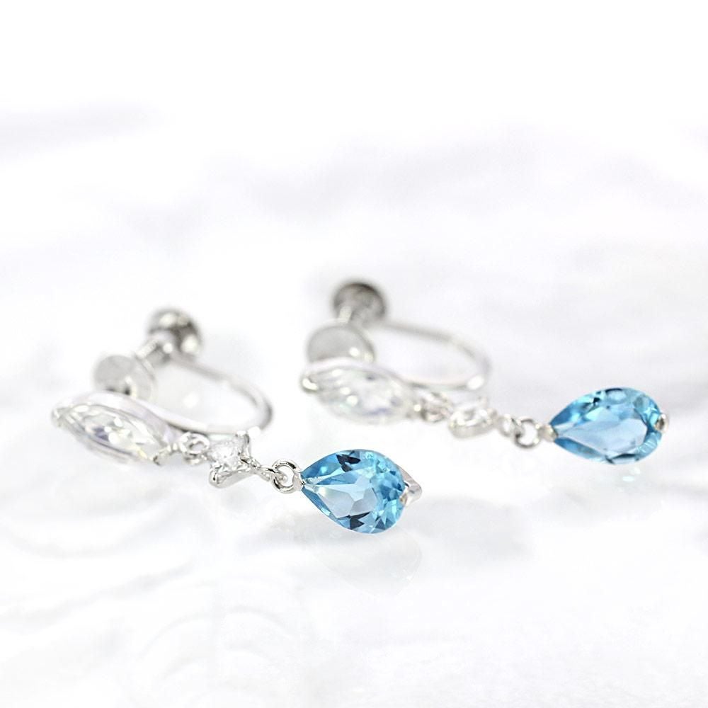 K10WG ブルートパーズ＆ラブラドライト イヤリング 11月誕生石_02