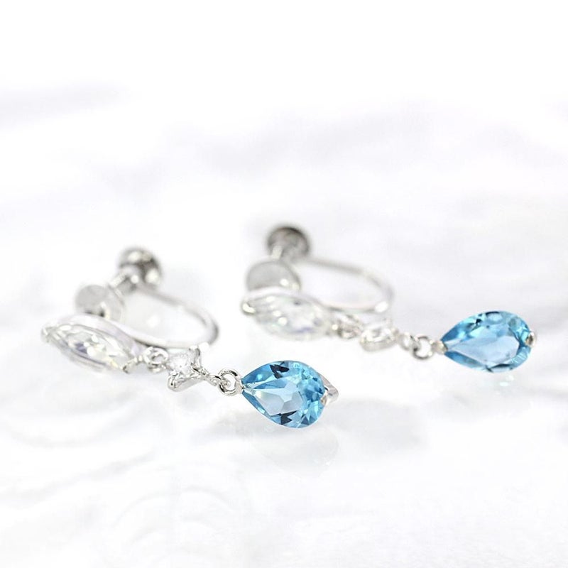 K10WG ブルートパーズ＆ラブラドライト イヤリング 11月誕生石_02