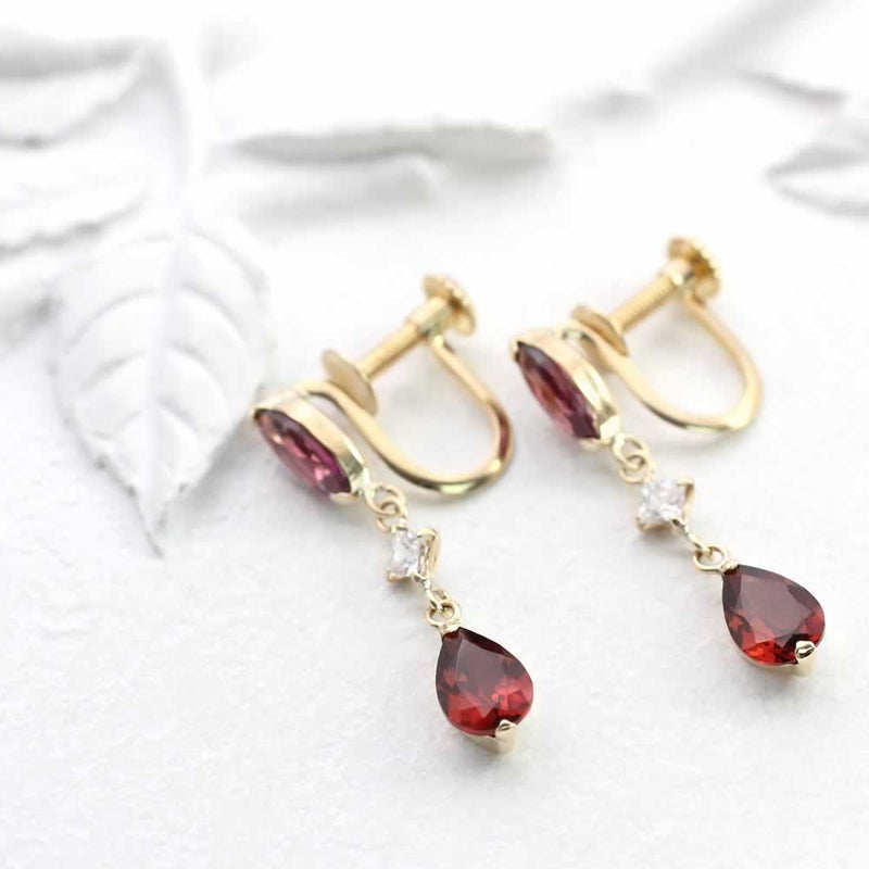 K10YG ガーネット&ロードライトガーネット&ジルコニアイヤリング_02