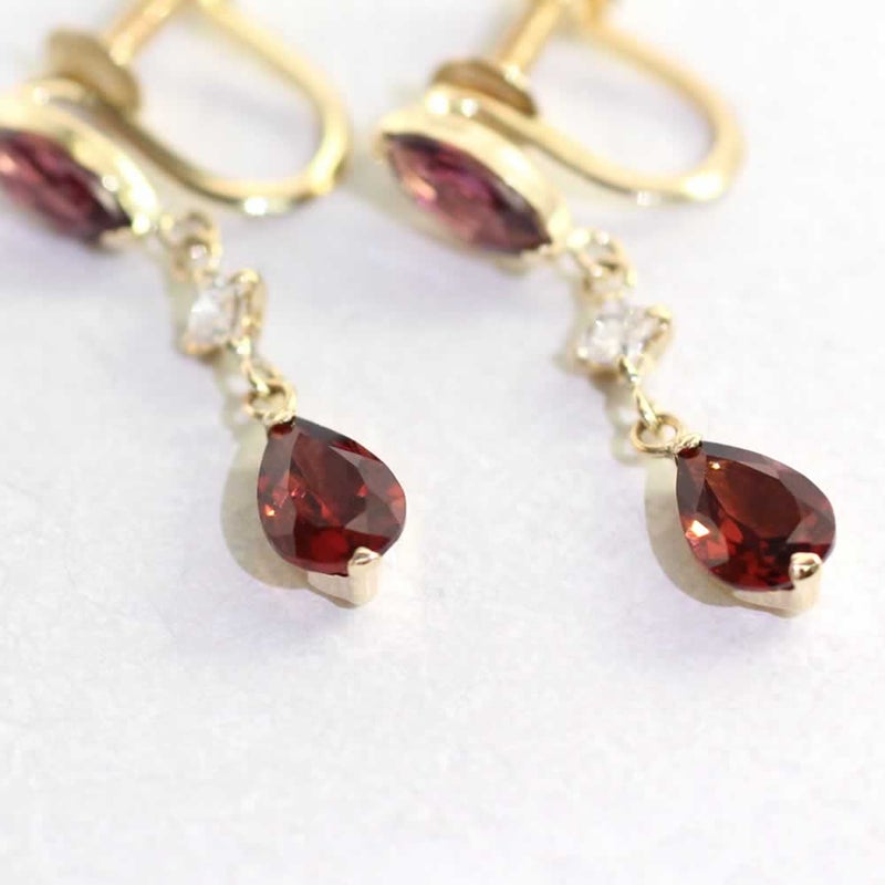K10YG ガーネット&ロードライトガーネット&ジルコニアイヤリング_04