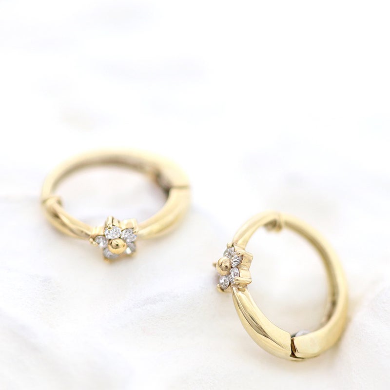 K10YG ダイヤモンド フラワー ピアリング_03