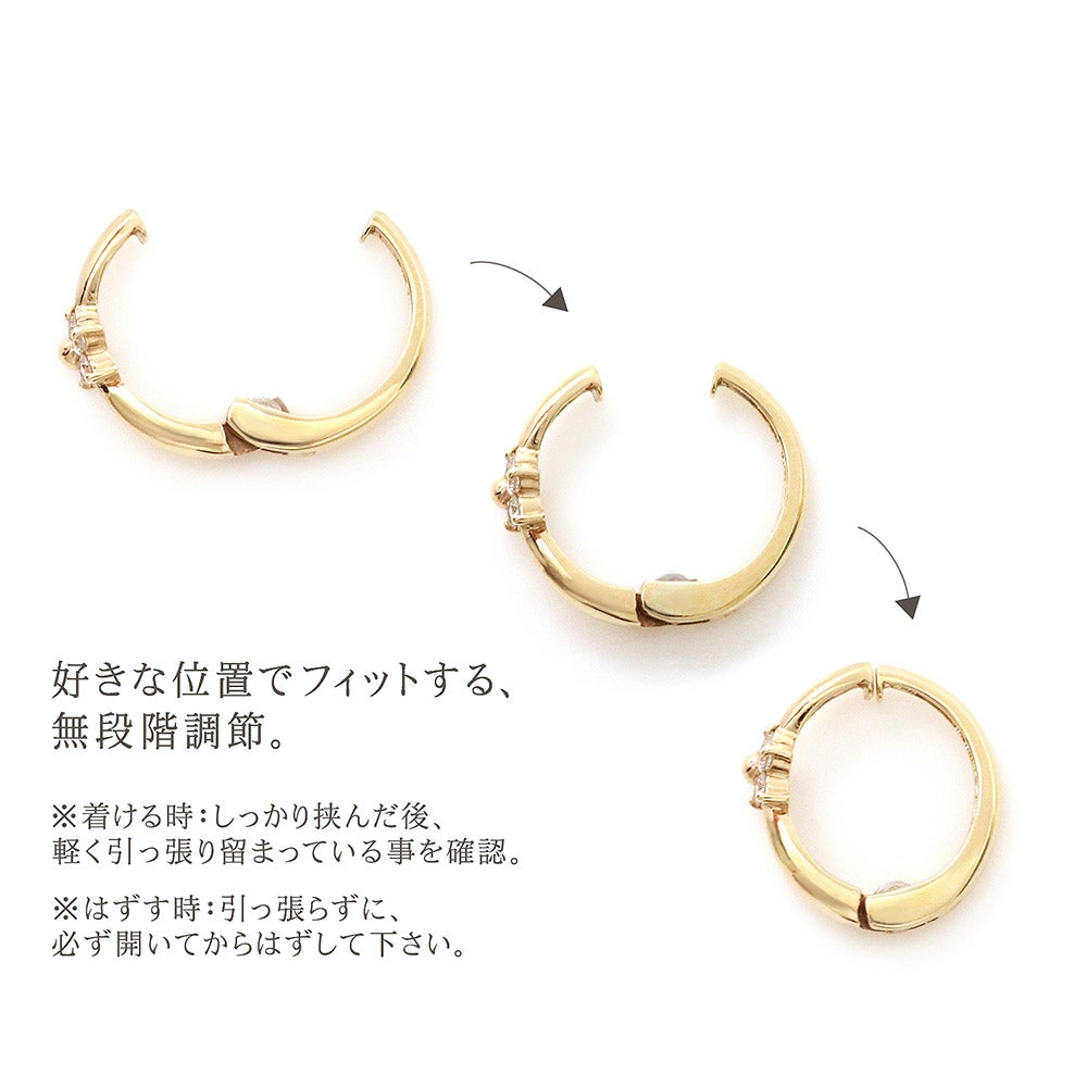 K10YG ダイヤモンド フラワー ピアリング_04