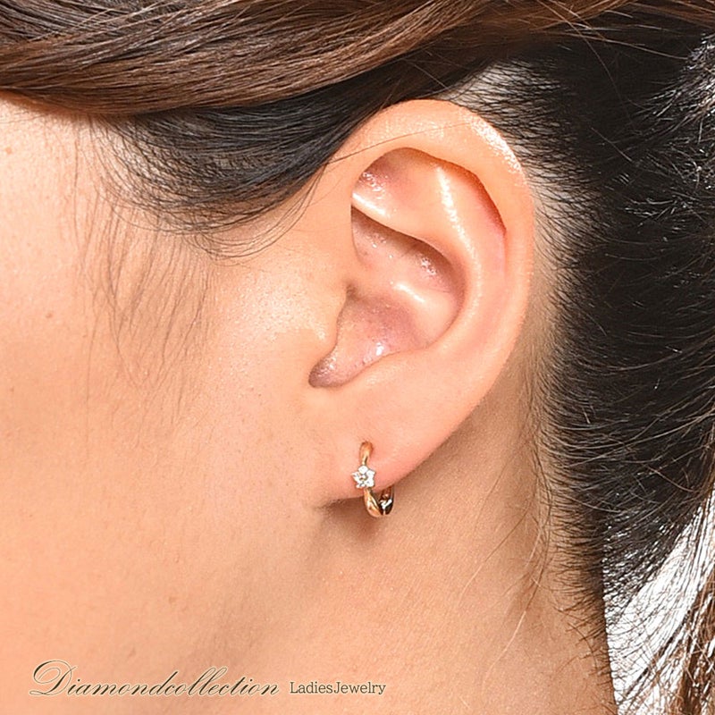 K10YG ダイヤモンド フラワー ピアリング_05