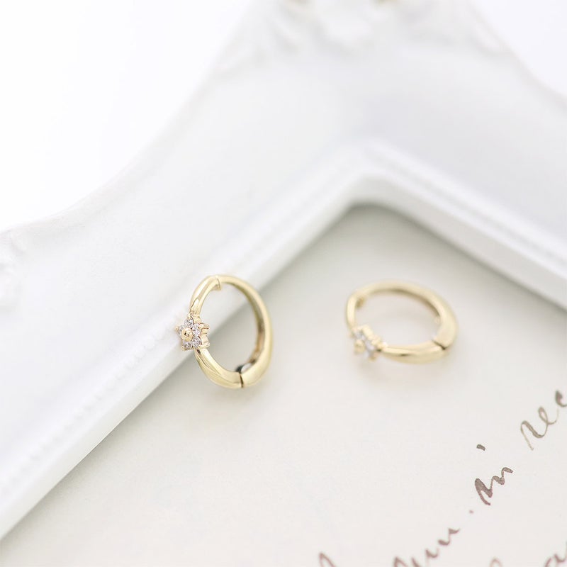 K10YG ダイヤモンド フラワー ピアリング_10