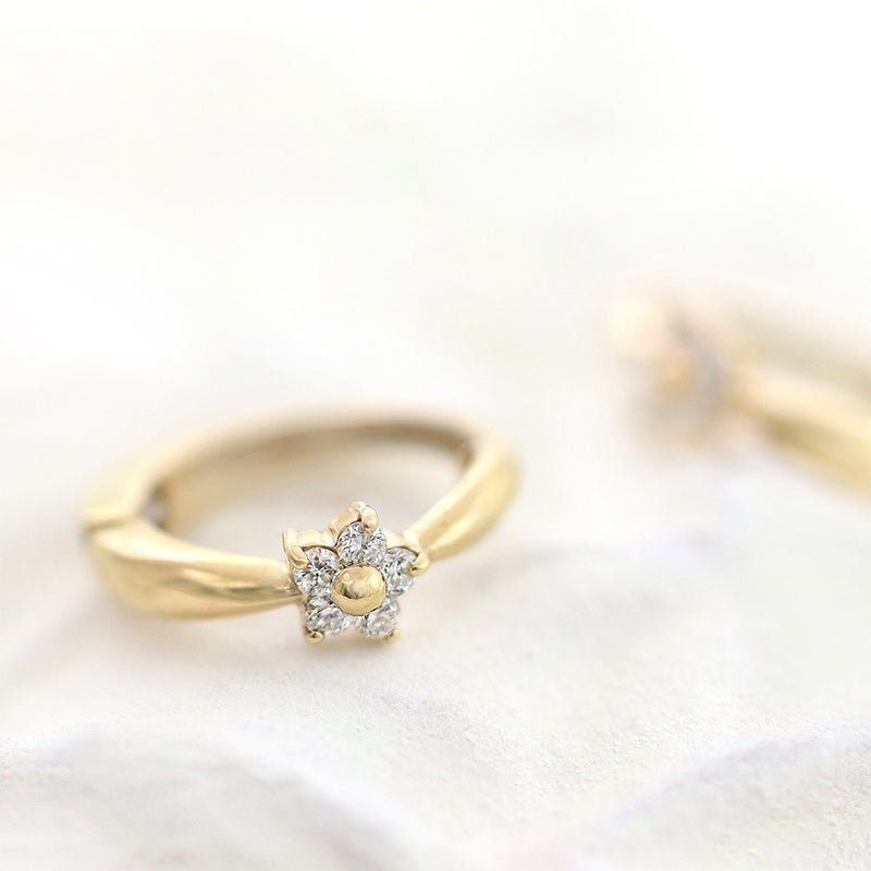 K10YG ダイヤモンド フラワー ピアリング_11