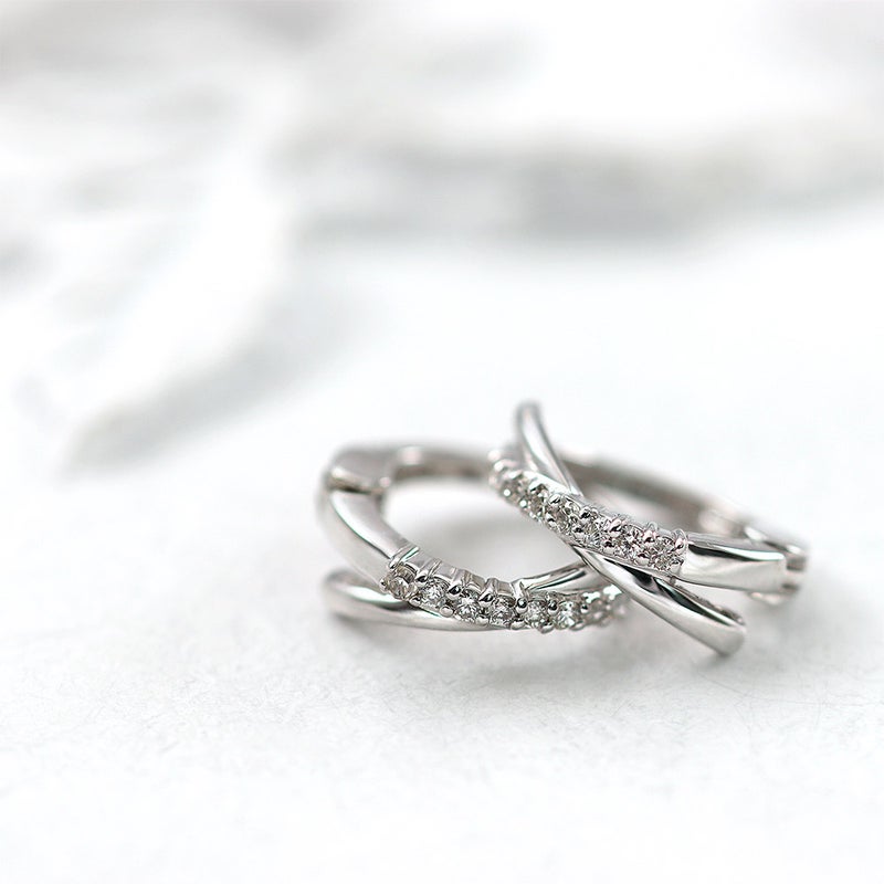 K10WG ダイヤモンド フープ ピアリング 痛くないイヤリング_02