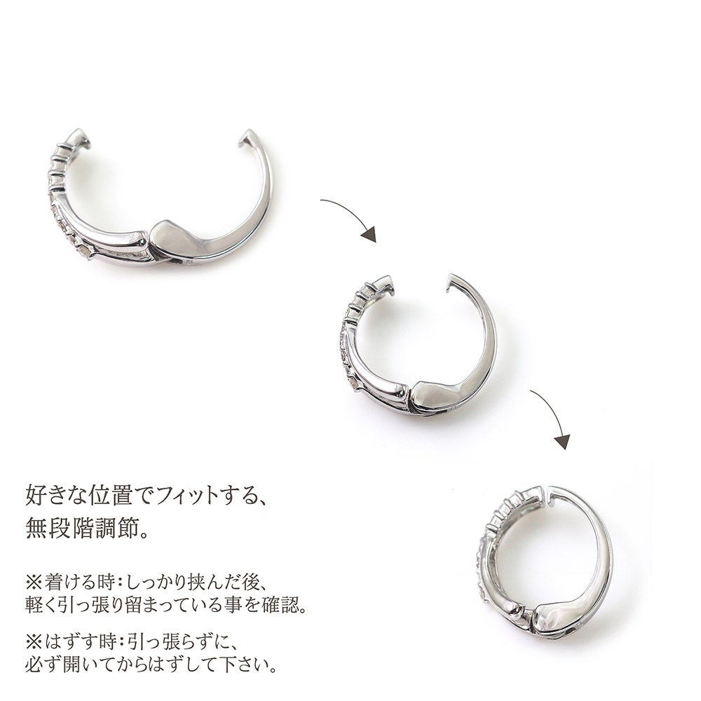 K10WG ダイヤモンド フープ ピアリング 痛くないイヤリング_04