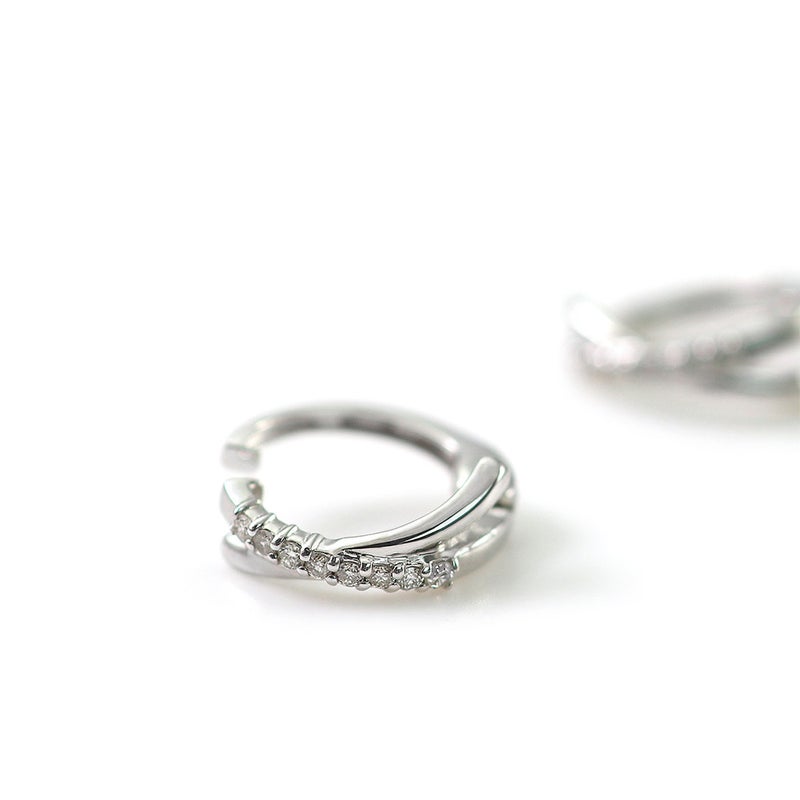 K10WG ダイヤモンド フープ ピアリング 痛くないイヤリング_05