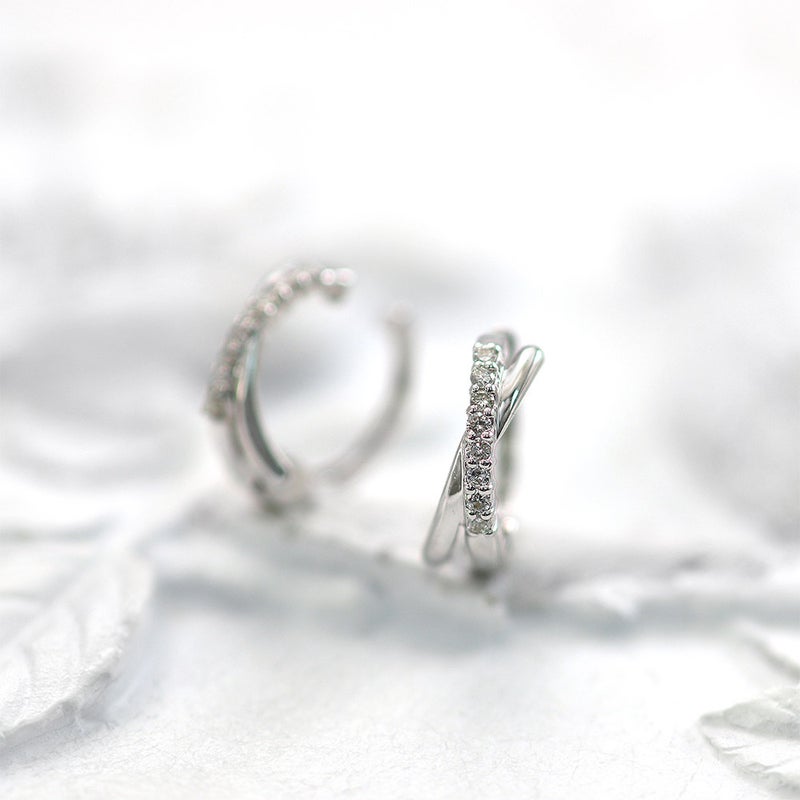 K10WG ダイヤモンド フープ ピアリング 痛くないイヤリング_09