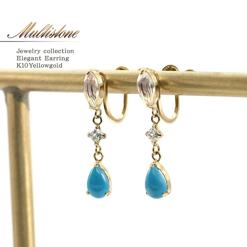 K10YG ターコイズ＆ラブラドライト イヤリング_01