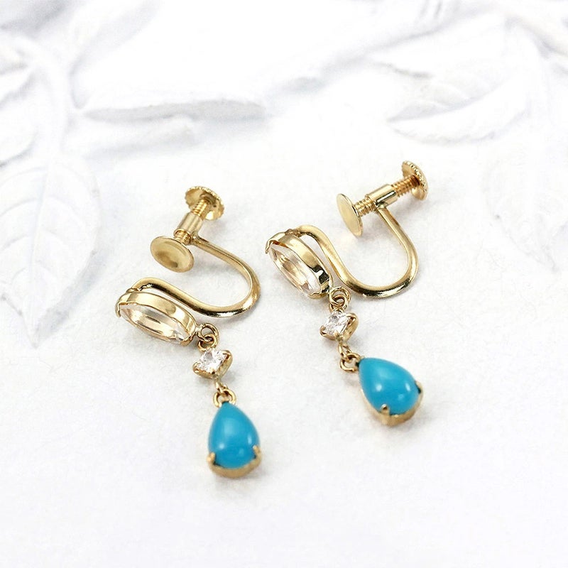 K10YG ターコイズ＆ラブラドライト イヤリング_02