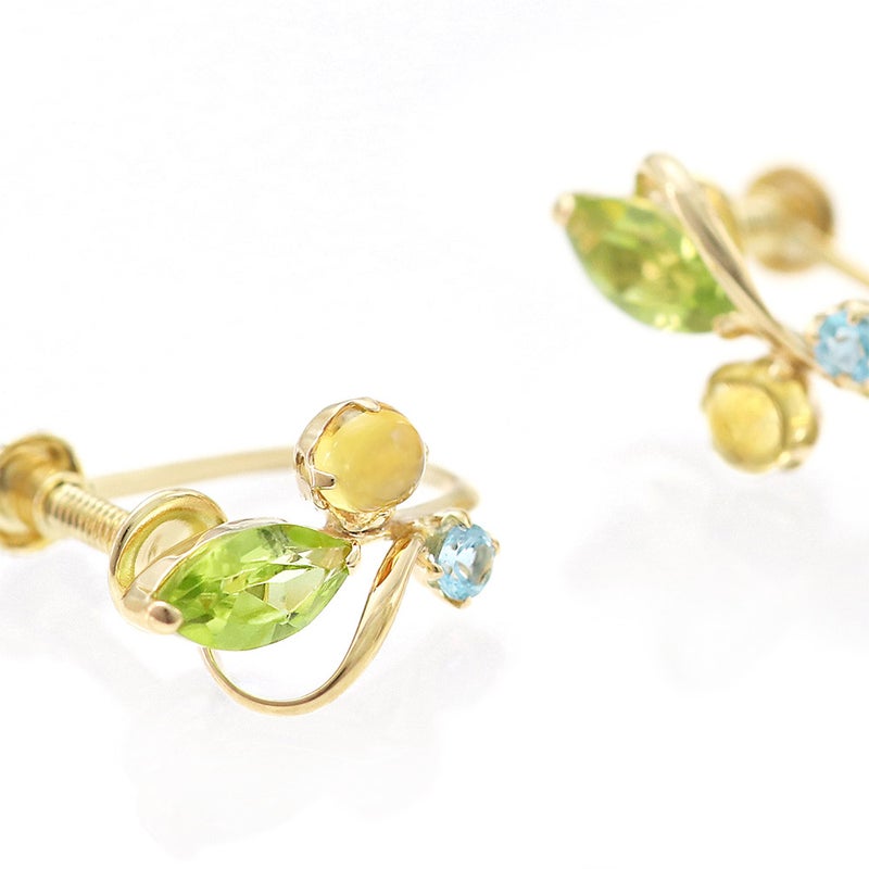 K10YG ペリドット＆シトリン＆ブルートパーズ イヤリング_04