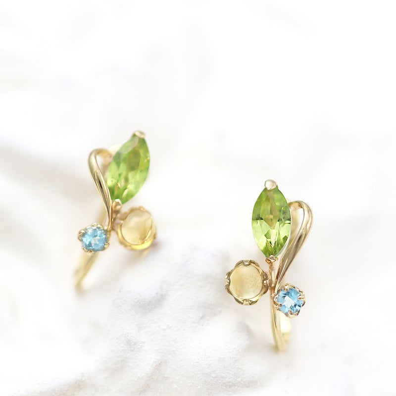 K10YG ペリドット＆シトリン＆ブルートパーズ イヤリング_10