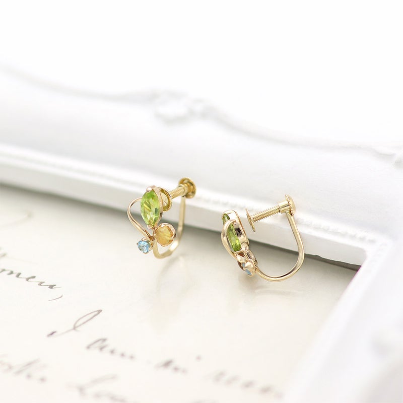 K10YG ペリドット＆シトリン＆ブルートパーズ イヤリング_12