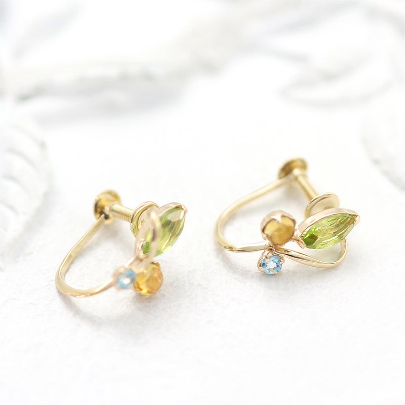 K10YG ペリドット＆シトリン＆ブルートパーズ イヤリング_13