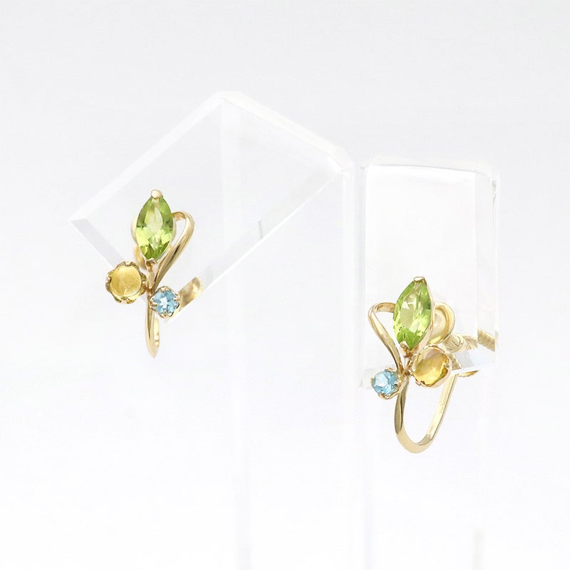 K10YG ペリドット＆シトリン＆ブルートパーズ イヤリング_14
