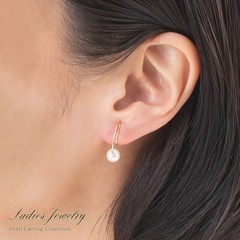 K10YG 淡水真珠 フープイヤリング_11