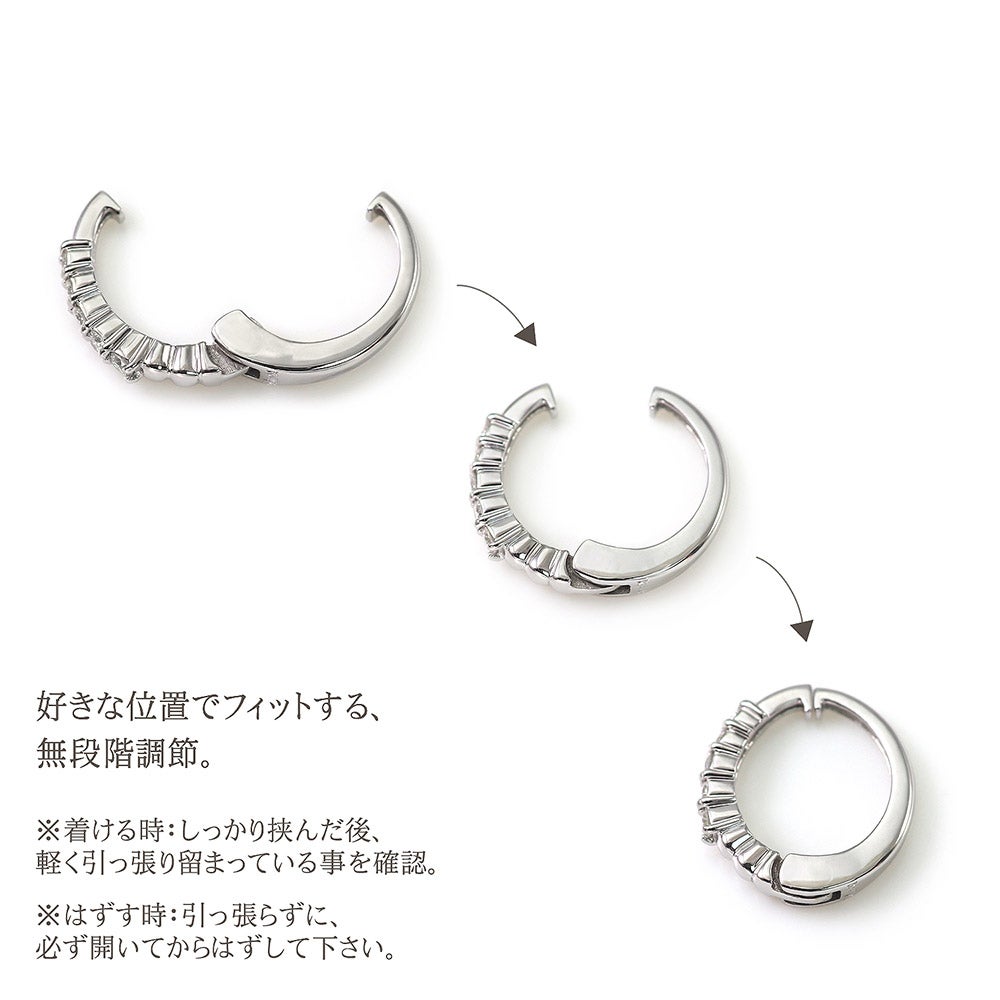 K10WG ダイヤモンド フープ ピアリング 痛くない イヤリング_04