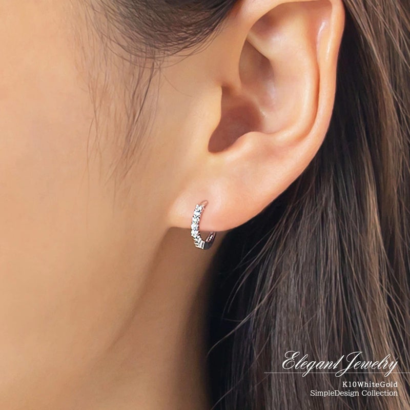 K10WG ダイヤモンド フープ ピアリング 痛くない イヤリング_12