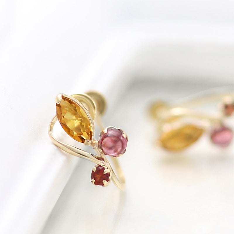 K10YG シトリン＆ガーネット＆ロードライトガーネット イヤリング_04