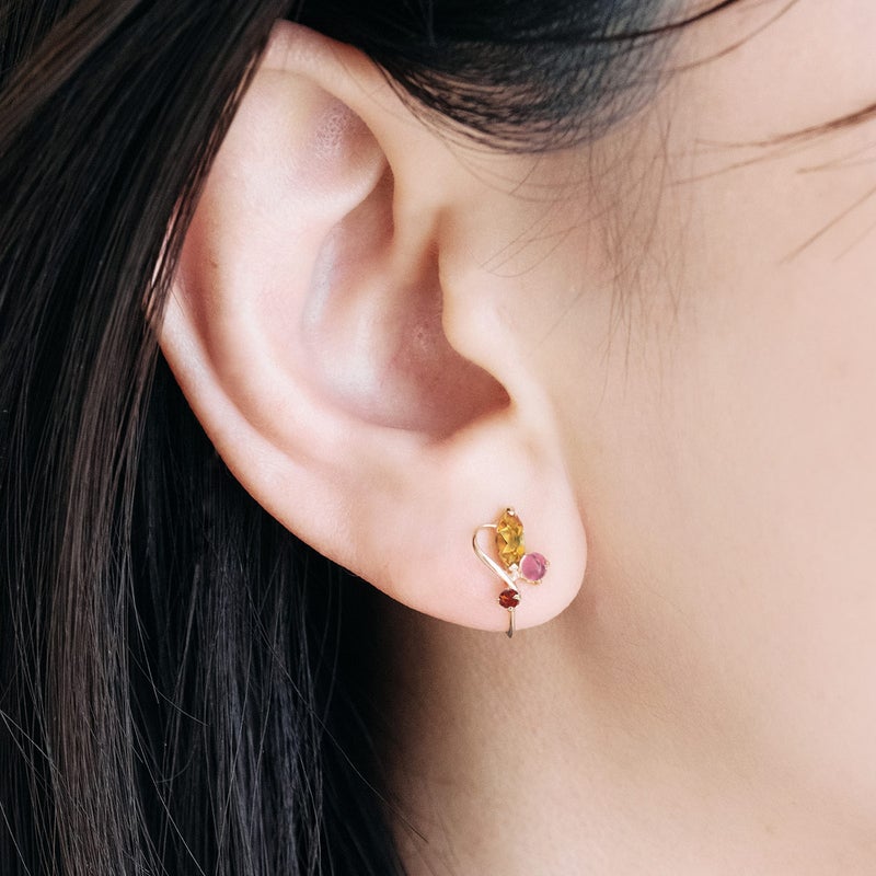 K10YG シトリン＆ガーネット＆ロードライトガーネット イヤリング_05