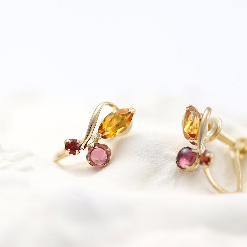 K10YG シトリン＆ガーネット＆ロードライトガーネット イヤリング_10
