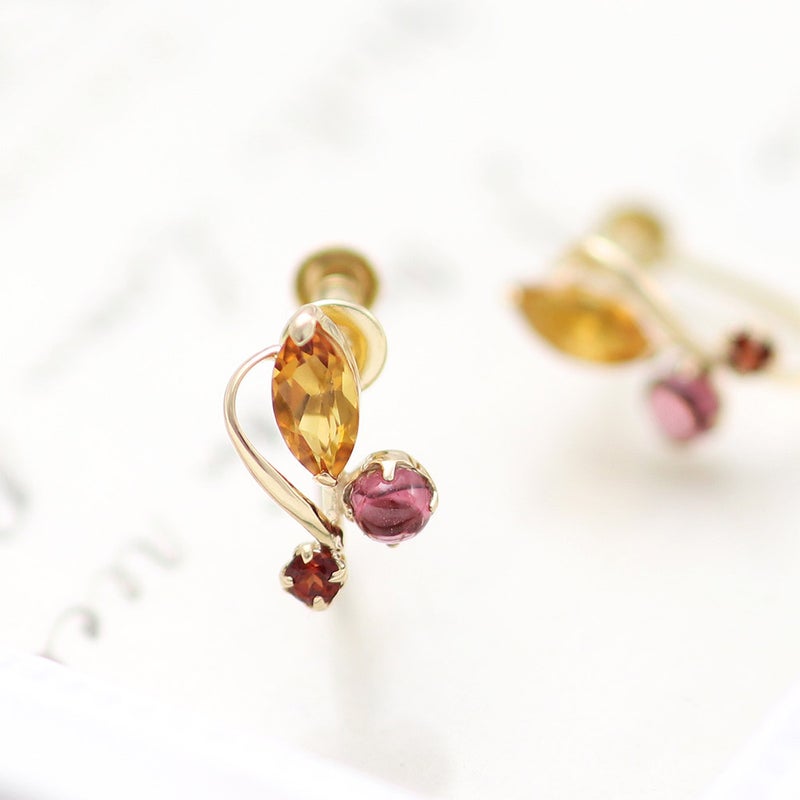 K10YG シトリン＆ガーネット＆ロードライトガーネット イヤリング_12