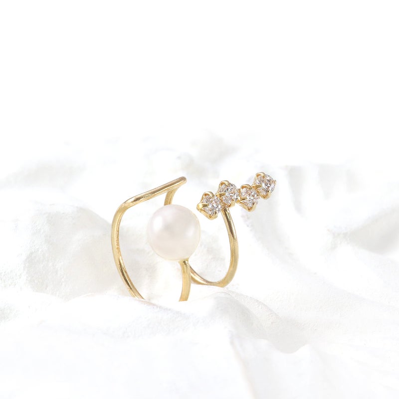 K10YG 淡水真珠＆キュービックジルコニア イヤーカフ_02