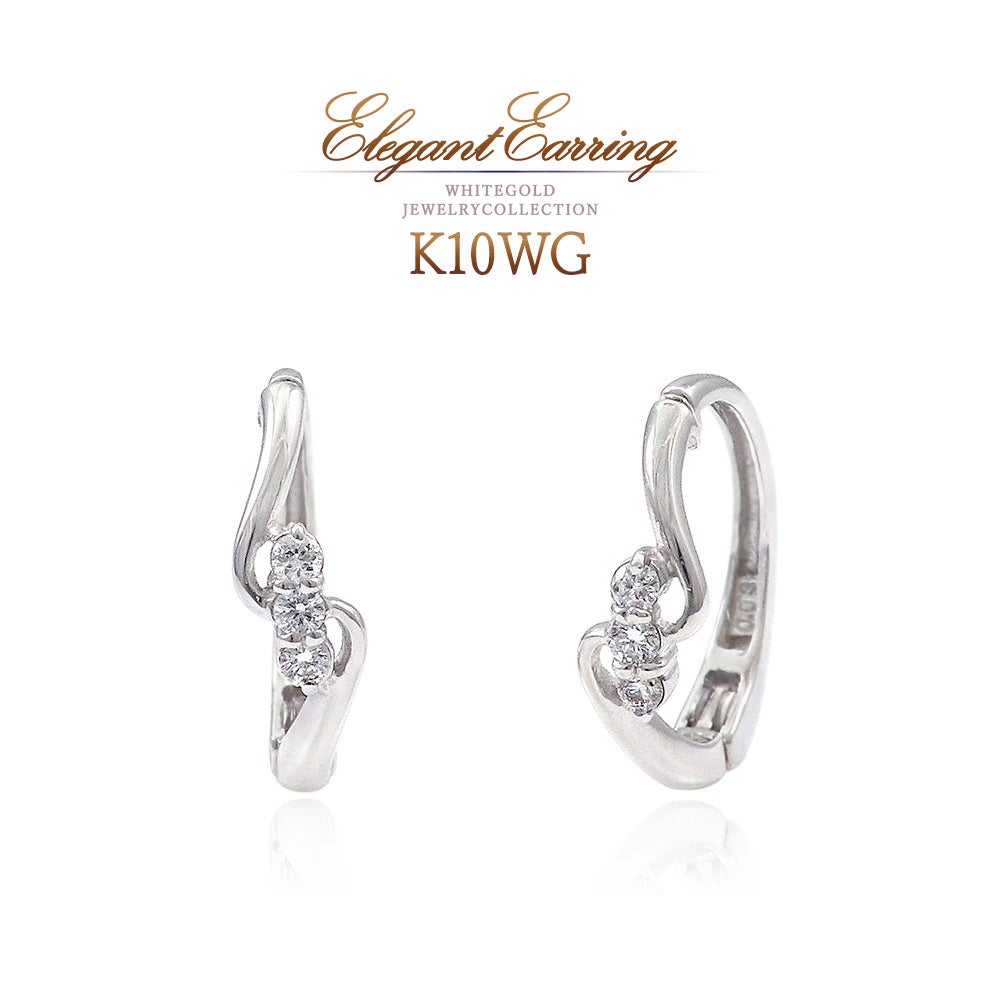K10WG ダイヤモンド フープ ピアリング_01