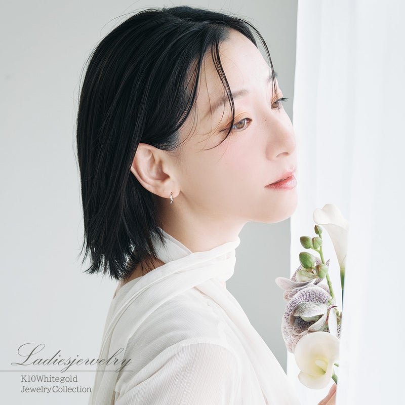 K10WG ダイヤモンド フープ ピアリング_14