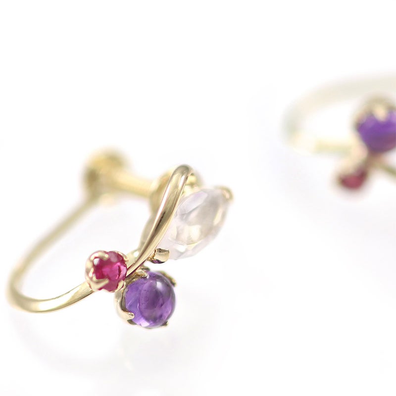 K10YG ローズクォーツ＆アメジスト＆ルビー イヤリング_13