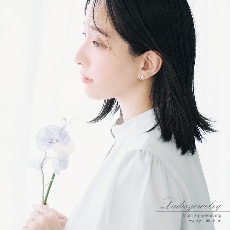 K10YG ローズクォーツ＆アメジスト＆ルビー イヤリング_15