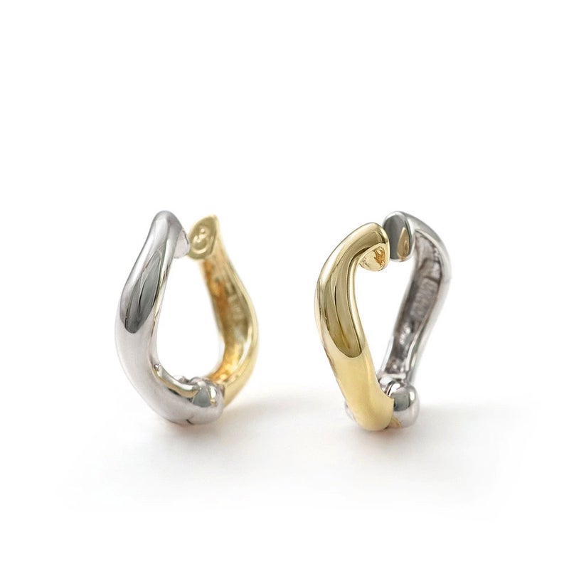 K10YG×K10WG リバーシブル フープ ピアリング_09