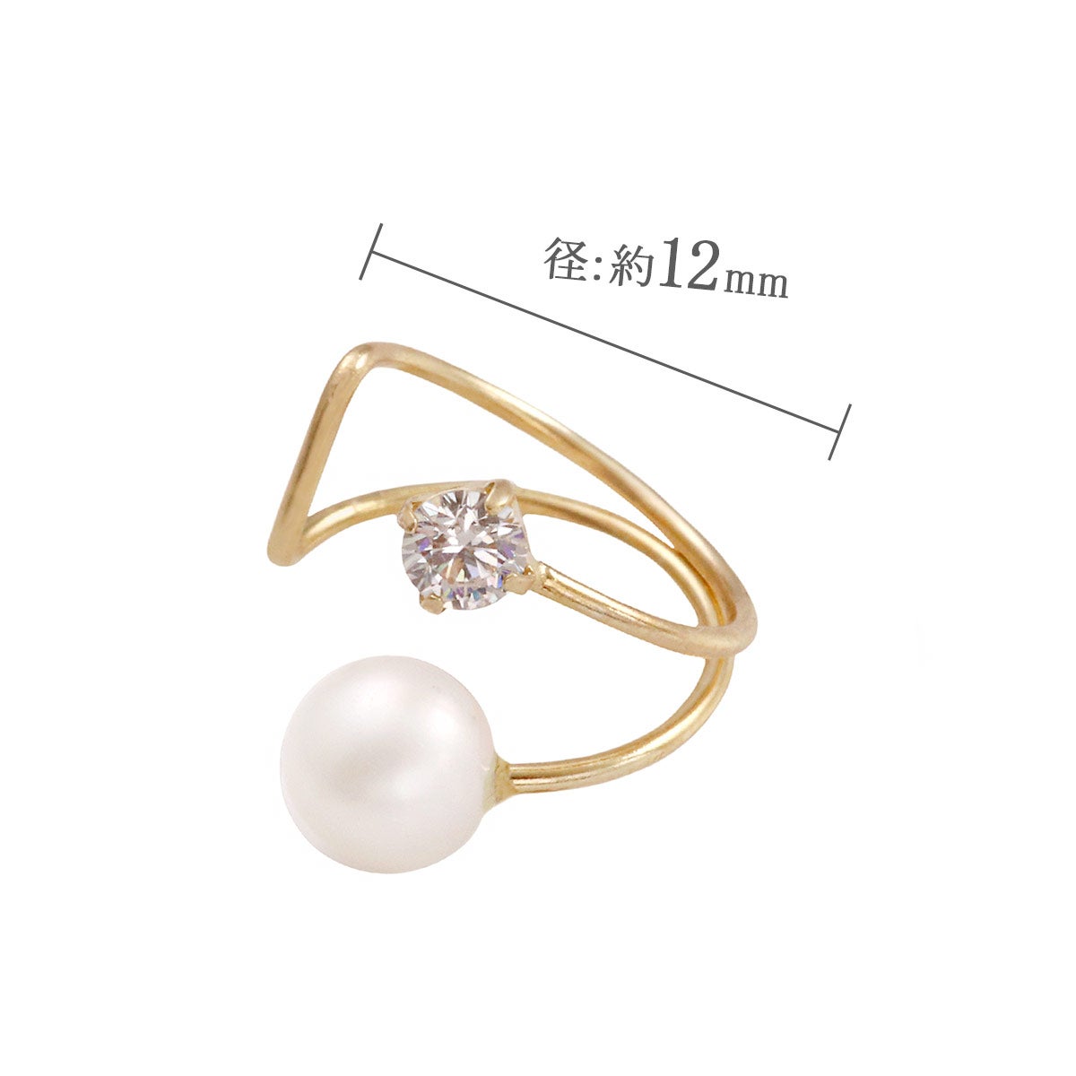 K10YG 淡水真珠＆キュービックジルコニア イヤーカフ_04