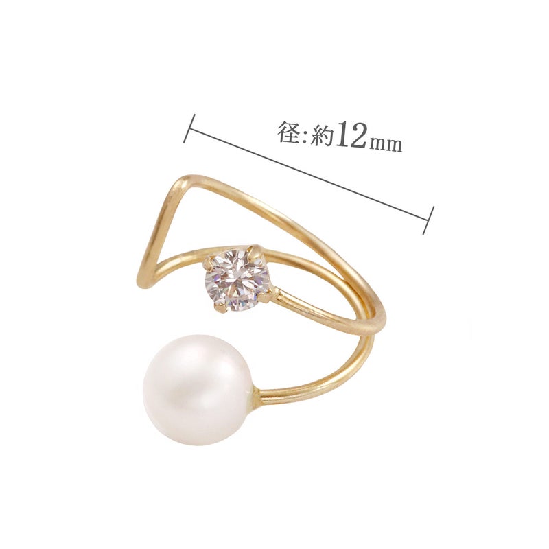 K10YG 淡水真珠＆キュービックジルコニア イヤーカフ_04