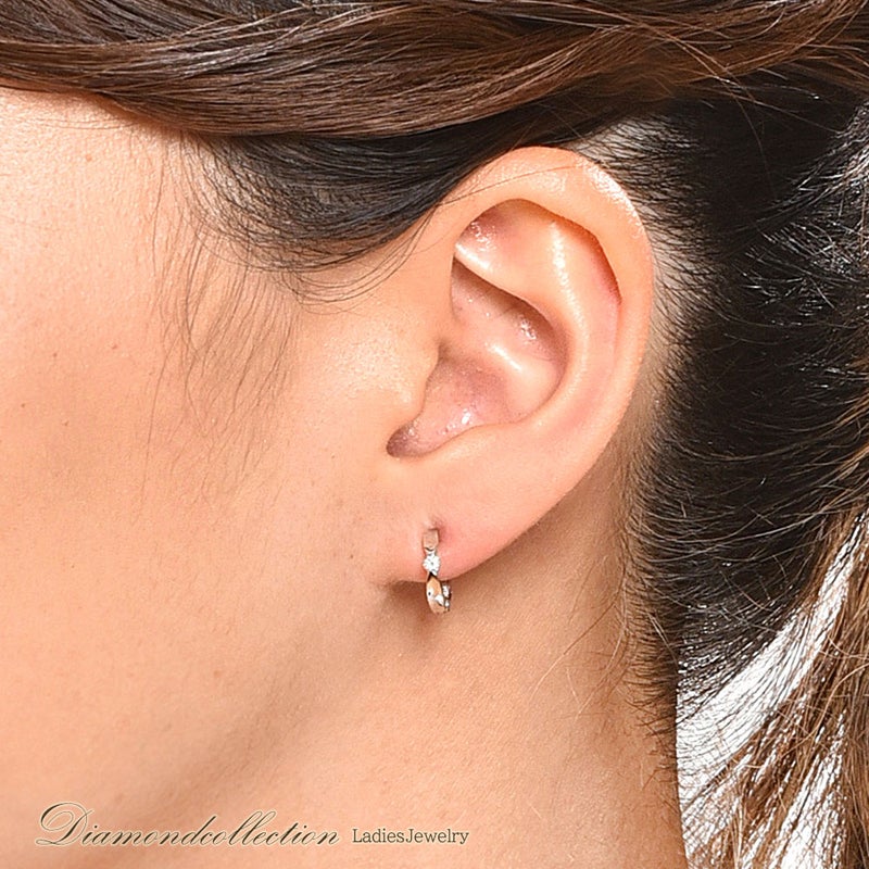 K10WG ダイヤモンド フープ ピアリング_05